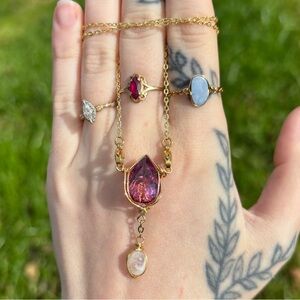 Mystic topaz and moonstone double interchangeable necklace